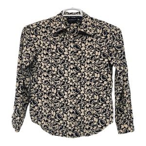 Liz Claiborne Shirt Women’s Floral‎ Career Blouse Top Silk Button Front Petite 0